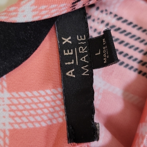 Alex Marie gingham mock turtleneck sleeveless Blouse pink coral  L - Picture 3 of 5
